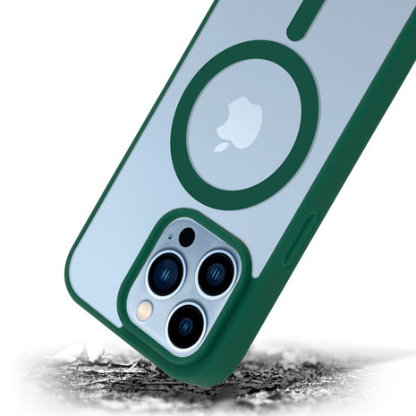 Coque Transparente iPhone 13 Pro Magsafe avec bords colorés (vert