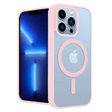 ShieldCase adapté pour Apple iPhone 13 Mini Magnet coque transparente bord  coloré - rose