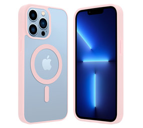 ShieldCase Coque Transparente iPhone 13 Pro Max Magsafe avec bords colorés (rose)