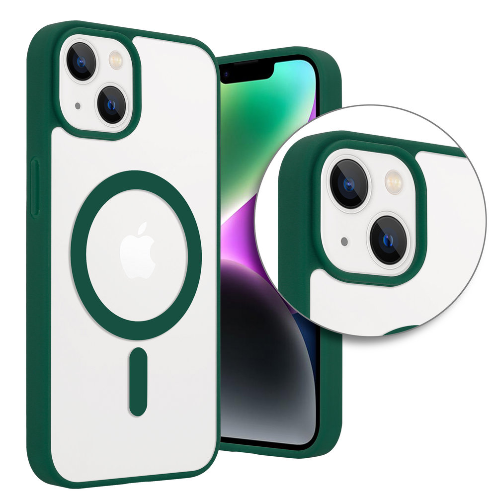 ShieldCase ShieldCase Coque Transparente iPhone 14 Magsafe avec bords colorés (vert) ShieldCase ShieldCase Coque Transparente iPhone 14 Magsafe avec bords colorés (vert)
