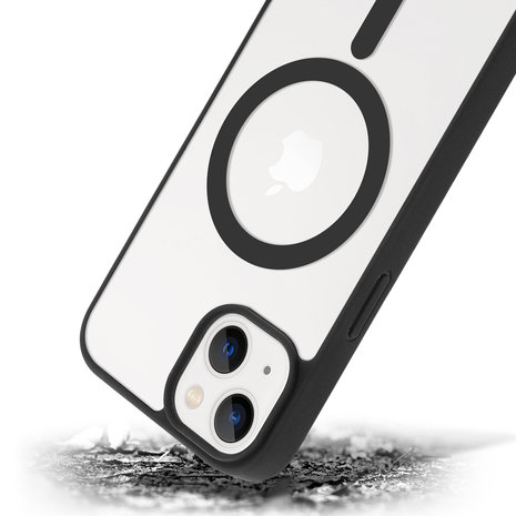 Noir Coque iPhone 13/14 Normal Transparente Magsafe Magnetic Avec Bord  Noir