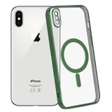 ShieldCase Coque iPhone X/Xs revêtement métallique Magsafe transparent (vert foncé)
