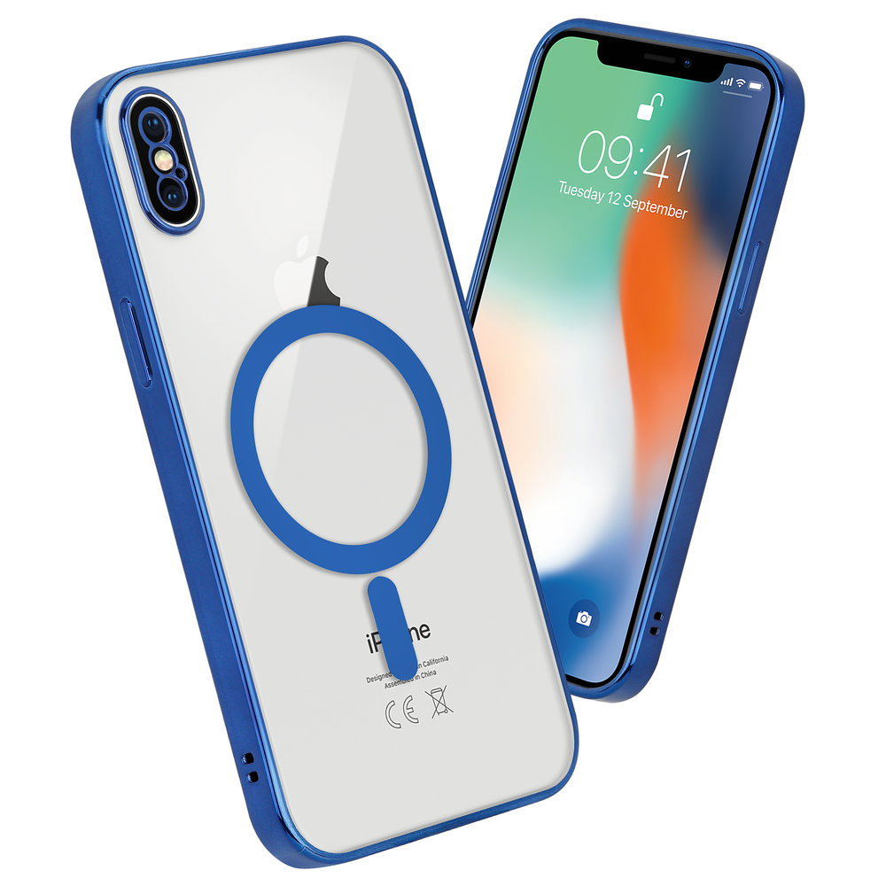 ShieldCase ShieldCase Coque iPhone X/Xs transparente revêtement métallique Magsafe (bleu foncé)