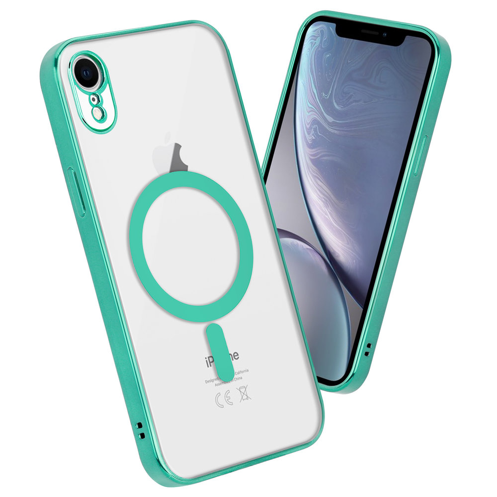 Coque iPhone Xr revêtement métallique Magsafe transparent (vert foncé) 