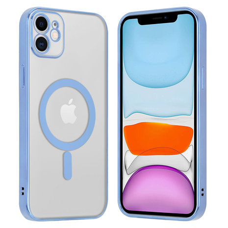 Coque iPhone 11 revêtement métallique Magsafe transparent (bleu foncé) 
