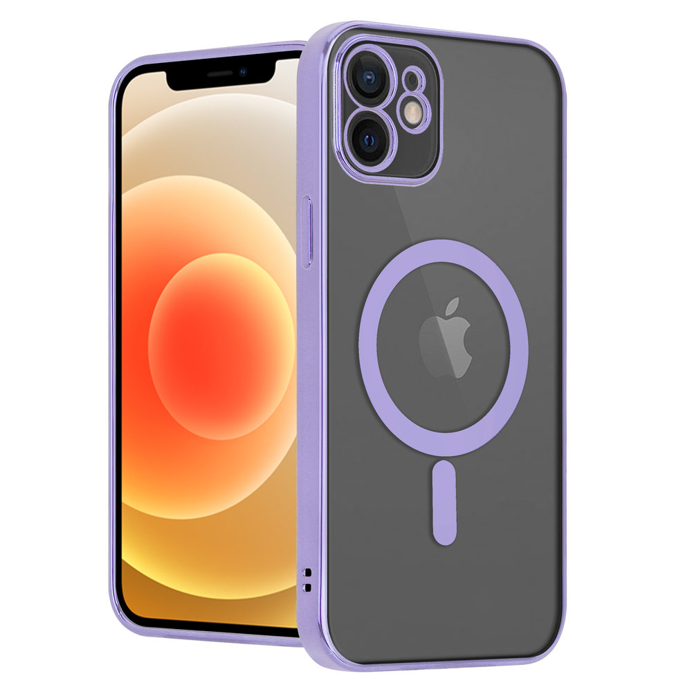 Coque iPhone 11 revêtement métallique Magsafe transparent (violet) - Coque- telephone.fr