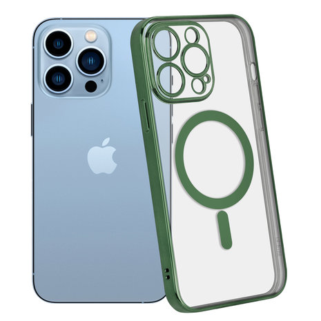 ShieldCase ShieldCase Coque iPhone 13 Pro revêtement métallique Magsafe transparent (vert foncé)