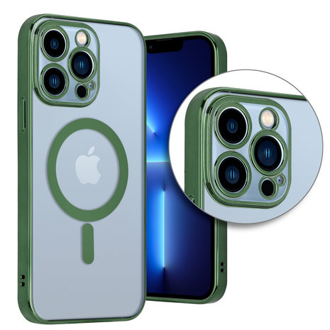 ShieldCase ShieldCase Coque iPhone 13 Pro revêtement métallique Magsafe transparent (vert foncé)
