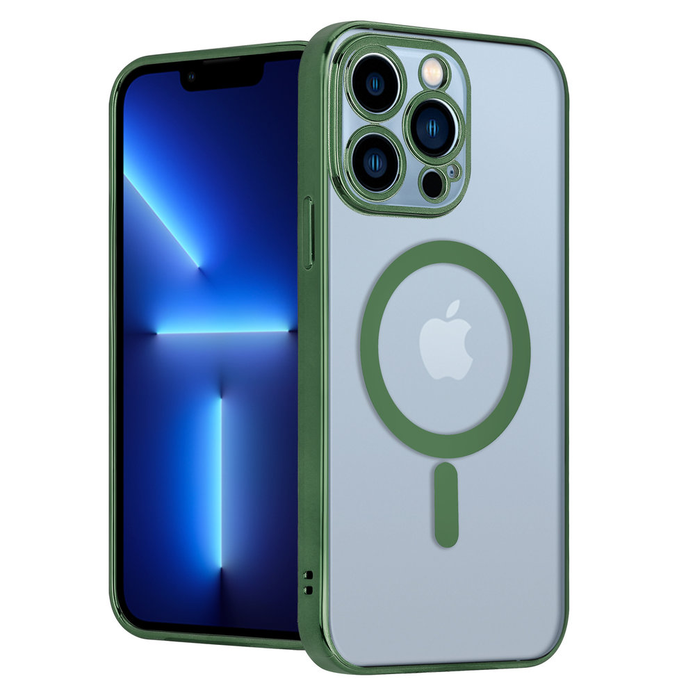 ShieldCase ShieldCase Coque iPhone 13 Pro revêtement métallique Magsafe transparent (vert foncé)