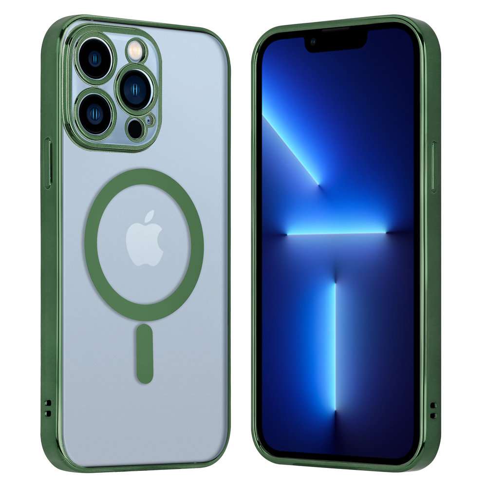 ShieldCase ShieldCase Coque iPhone 13 Pro revêtement métallique Magsafe transparent (vert foncé)
