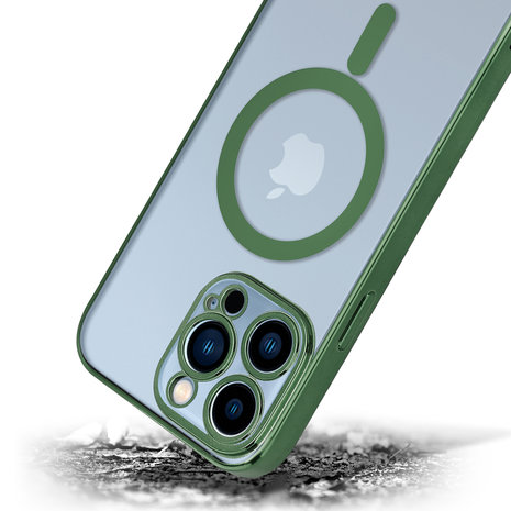 ShieldCase ShieldCase Coque iPhone 13 Pro revêtement métallique Magsafe transparent (vert foncé)