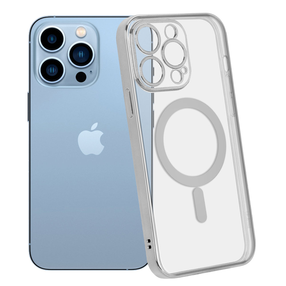Coque iPhone 13 Pro Max revêtement métallique Magsafe transparent