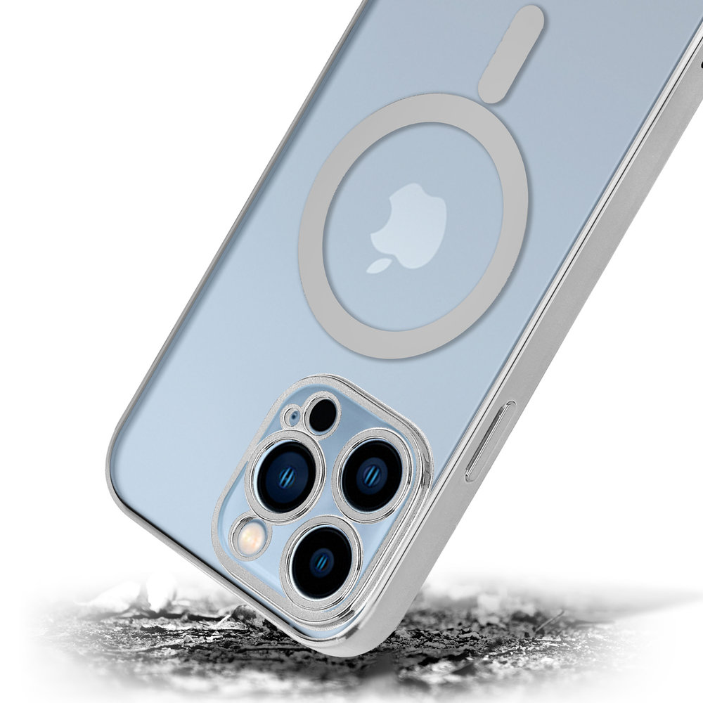 Coque iPhone 13 Pro Max revêtement métallique Magsafe transparent