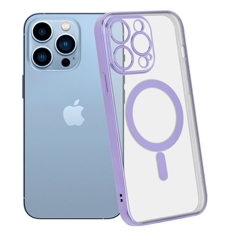Coque iPhone 11 revêtement métallique Magsafe transparent (violet) 