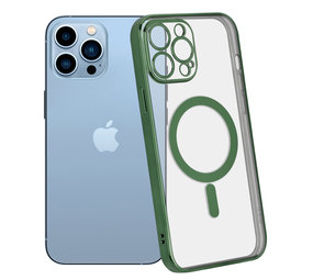 ShieldCase Coque iPhone 13 Pro Max revêtement métallique Magsafe transparent (vert foncé)