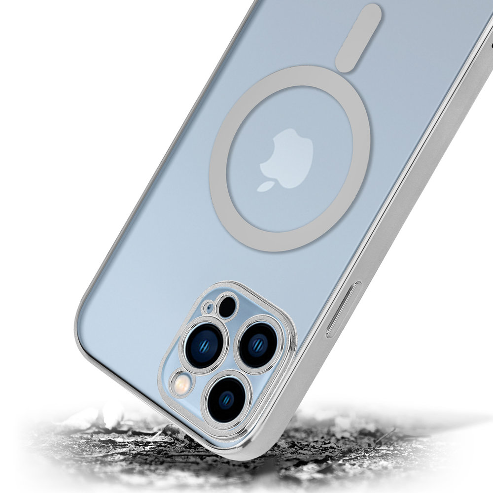 Coque iPhone 13 Pro Max revêtement métallique Magsafe transparent (or) 