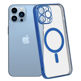 ShieldCase Coque iPhone 13 Pro Max revêtement métallique Magsafe transparent (bleu foncé)