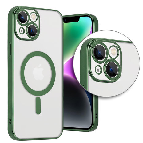 ShieldCase ShieldCase Coque iPhone 14 transparente revêtement métallique Magsafe (vert foncé) ShieldCase ShieldCase Coque iPhone 14 transparente revêtement métallique Magsafe (vert foncé)