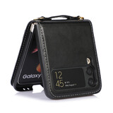 ShieldCase Coque étui portefeuille Samsung Galaxy Z Flip 4 cordon cuir (noir)