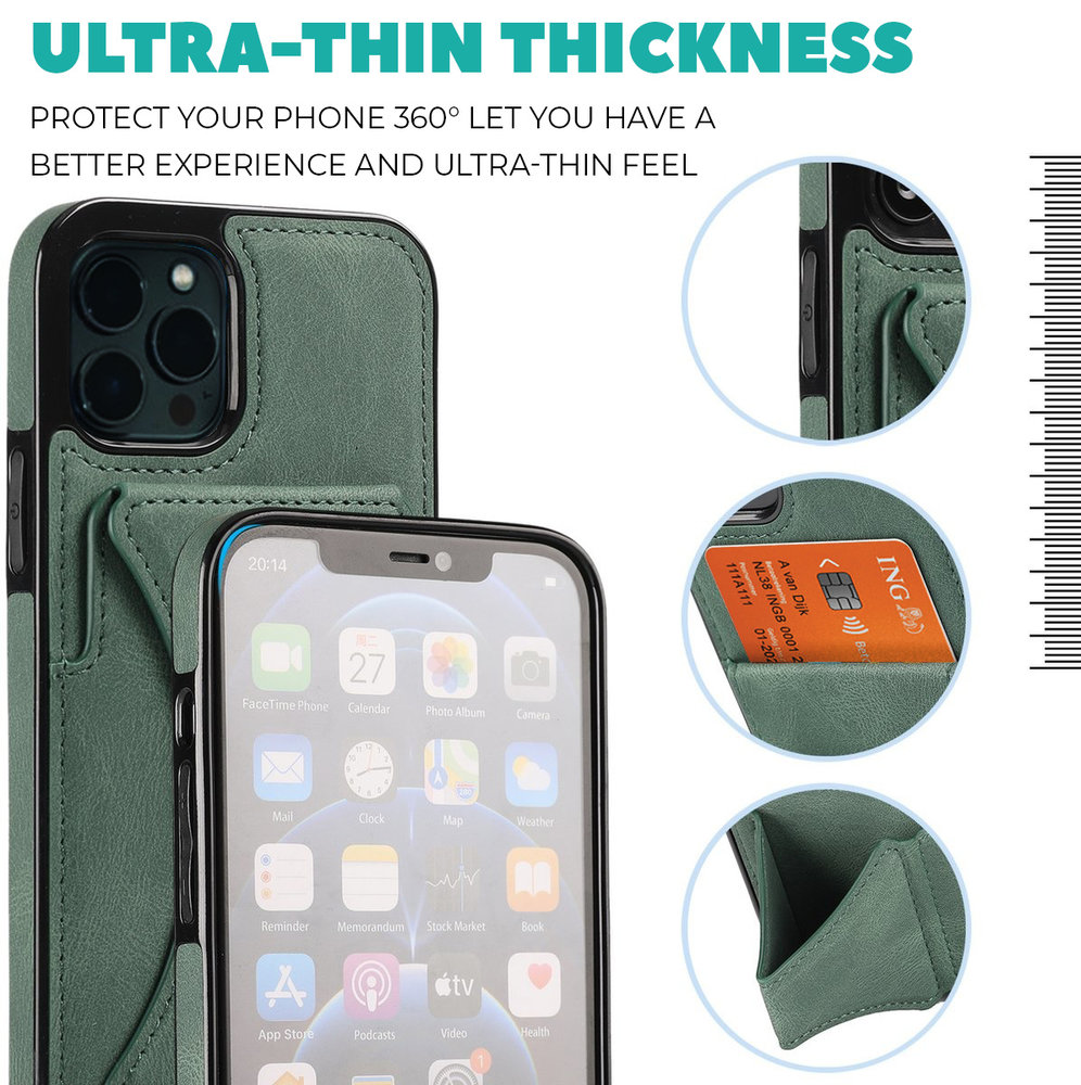 ShieldCase ShieldCase Étui cuir iPhone 13 Mini support porte-cartes (vert) ShieldCase ShieldCase Étui cuir iPhone 13 Mini support porte-cartes (vert)