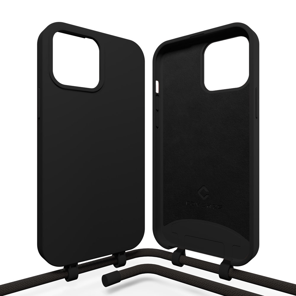Coverzs Coverzs Coque en silicone avec Cordon iPhone 14 Pro Max (noir) Coverzs Coverzs Coque en silicone avec Cordon iPhone 14 Pro Max (noir)