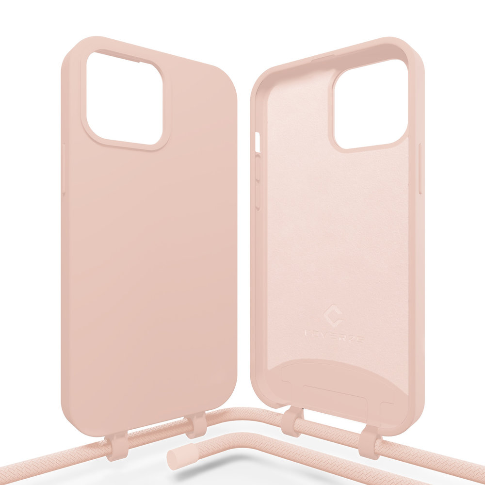 Coverzs Coverzs Coque en silicone avec Cordon iPhone 14 Pro Max (rose) Coverzs Coverzs Coque en silicone avec Cordon iPhone 14 Pro Max (rose)