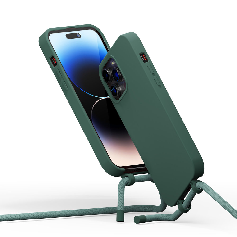 Coverzs Coverzs Coque en silicone avec Cordon iPhone 14 Pro Max (vert) Coverzs Coverzs Coque en silicone avec Cordon iPhone 14 Pro Max (vert)