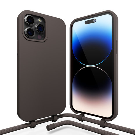 Coverzs Coverzs Coque en silicone avec cordon iPhone 14 Pro Max (café noir)