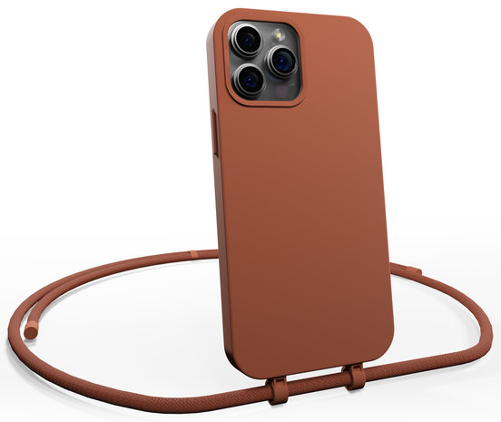 Coque en silicone avec Cordon iPhone 14 Pro Max (marron) - Coque
