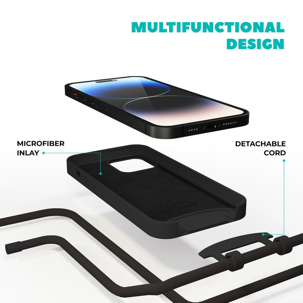 Coverzs Coverzs Coque en silicone avec Cordon iPhone 14 Pro (noir)