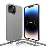 Coverzs Coque en silicone avec cordon iPhone 14 (gris)