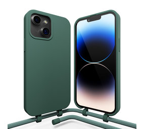 Coverzs Coque en silicone avec cordon iPhone 14 (vert)