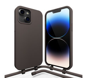 Coverzs Coque en silicone avec cordon iPhone 14 (café noir)