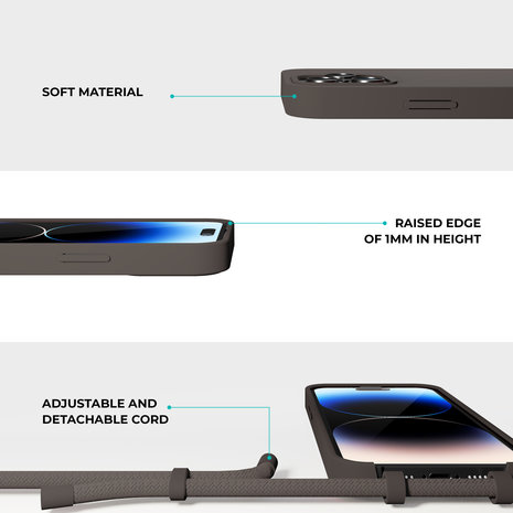 Coverzs Coverzs Coque en silicone avec cordon iPhone 14 (café noir)