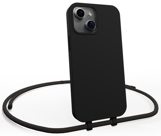 Coverzs Coverzs Coque en silicone avec Cordon iPhone 14 Plus (noir)