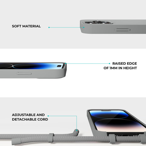 Coverzs Coverzs Coque en silicone avec cordon iPhone 14 Plus (gris)