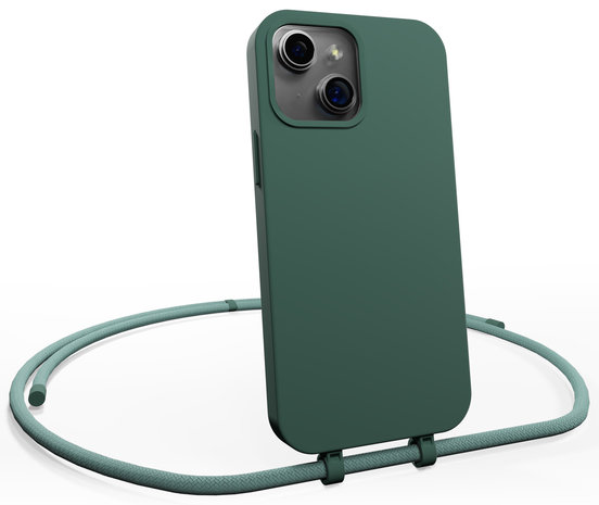 Coverzs Coverzs Coque en silicone avec Cordon iPhone 14 Plus (vert)