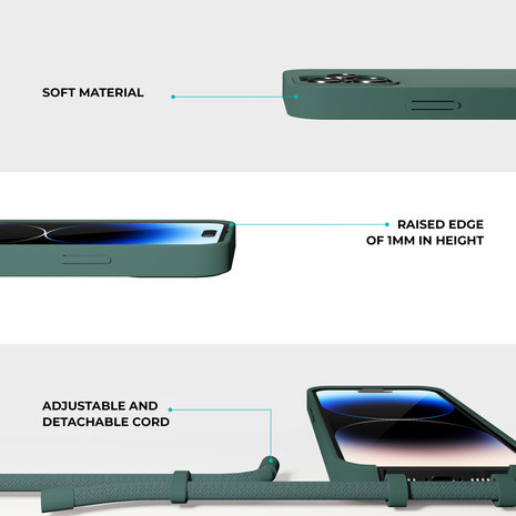 Coverzs Coverzs Coque en silicone avec Cordon iPhone 14 Plus (vert)