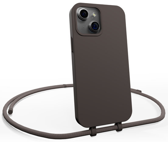 Coverzs Coverzs Coque en silicone avec cordon iPhone 14 Plus (café noir)