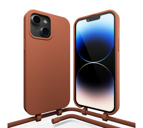 Coverzs Coque en silicone avec Cordon iPhone 14 Plus (marron)