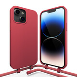 Coverzs Coque en silicone avec Cordon iPhone 14 Plus (rouge)