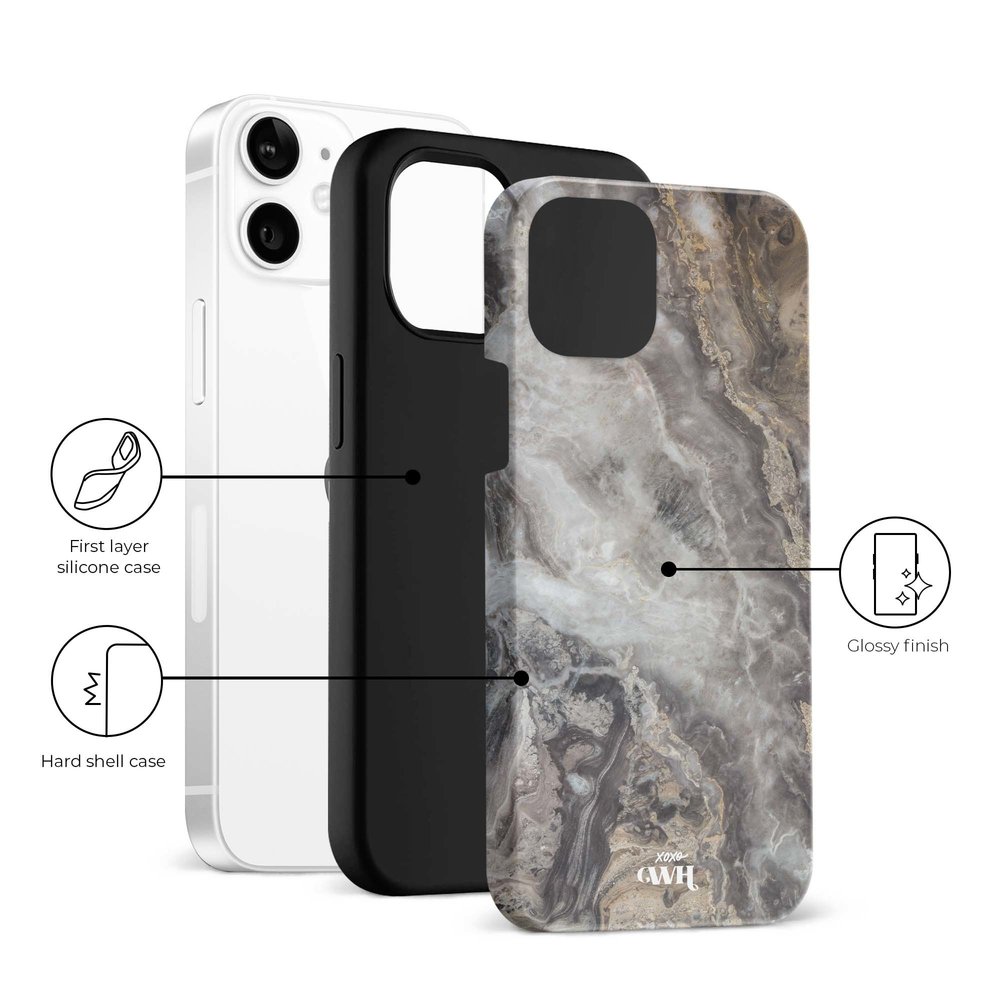 xoxo Wildhearts xoxo Wildhearts Marble Grey River - Coque iPhone 12 xoxo Wildhearts xoxo Wildhearts Marble Grey River - Coque iPhone 12