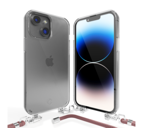 Coverzs Coque transparente avec cordon iPhone 14 (rose)