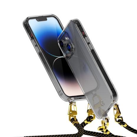 Coverzs Coverzs Coque transparente avec cordon iPhone 14 (noir/or) Coverzs Coverzs Coque transparente avec cordon iPhone 14 (noir/or)