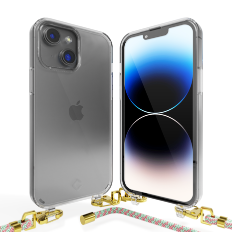 Coverzs Coverzs Coque transparente avec cordon iPhone 14 Plus (aqua/rose) Coverzs Coverzs Coque transparente avec cordon iPhone 14 Plus (aqua/rose)