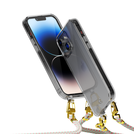 Coverzs Coverzs Coque transparente avec cordon iPhone 14 Plus (aqua/rose) Coverzs Coverzs Coque transparente avec cordon iPhone 14 Plus (aqua/rose)