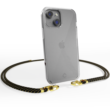 Coverzs Coverzs Coque transparente avec cordon iPhone 14 Plus (noir/or) Coverzs Coverzs Coque transparente avec cordon iPhone 14 Plus (noir/or)