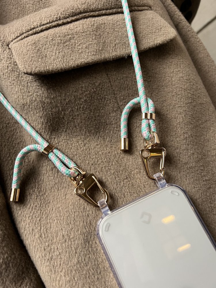 Coverzs Coverzs Coque transparente avec cordon iPhone 14 Pro (aqua/rose) Coverzs Coverzs Coque transparente avec cordon iPhone 14 Pro (aqua/rose)