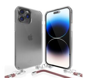 Coverzs Coque transparente avec cordon iPhone 14 Pro Max (rose)