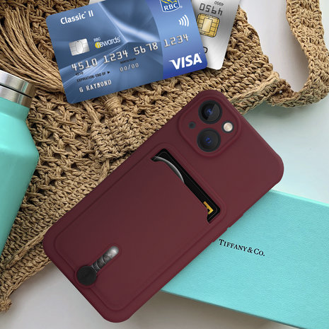 Coverzs Coverzs Coque porte-cartes avec curseus iPhone 12 (bordeaux) Coverzs Coverzs Coque porte-cartes avec curseus iPhone 12 (bordeaux)